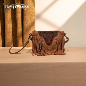 Trinity Ranch Floral Tooled Collection Clutch/Crossbody - Brown